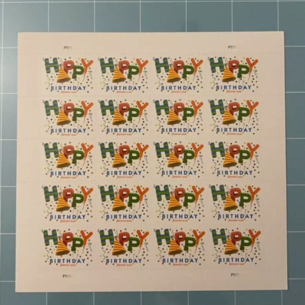 2020 USPS SHEET OF 1000 FIRST CLASS FOREVER STAMPS HAPPY BIRTHDAY - Picture 3 of 5
